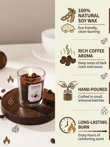 130克新款咖啡香氛蜡烛，玻璃罐装，大豆蜡烛 | 拿铁香味，棕色，温馨家居装饰，送给咖啡爱好者的礼物，婚礼和生日礼物。 - 新款 - 查看 7