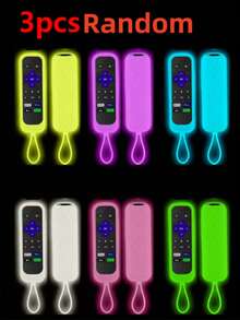 3 piezas Funda protectora de silicona luminosa para control remoto de la serie ROKU RC280TV, anti-caída, que brilla en la oscuridad para un mejor uso nocturno - 3 piezas de color aleatorio - Ver 1