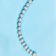 1pc S925 Sterling Silvery 5mm 26-35ct Moissanite Tennis Bracelet - Sparkling Round Brilliant-Cut Synthetic Diamonds, Adjustable Clasp, Elegant Gift For Teenager, Teenager, Birthdays, Weddings, Anniversaries, Engagement, Tennis Bracelet, Wedding Accessory, Sporty Accessory, Durable Jewelry, For Teenager - 8吋 - 查看 1