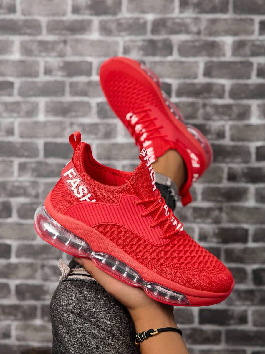 Giày thể thao nam đế rỗng, thoáng khí, chất liệu dệt kim. - Đỏ - Xem 1