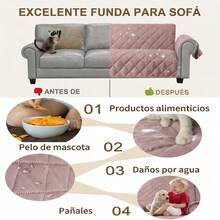 SERAPHINEX Funda de Sofá Antimanchas Impermeable 1 Piezas (1/2/3/4 Plazas) - Protector Sofá Acolchado 100% Poliéster con Correas Antideslizantes, Lavable, Ideal Mascotas - Rosa claro + rosa oscuro - Ver 5
