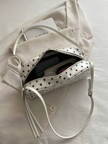 Bolso de hombro para mujer, bolso de axila con estampado de lunares de moda, bolso de mano versátil de estilo callejero - Multicolor - Ver 6