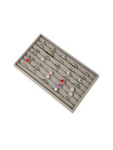 1pc Multi-Grid Jewelry Tray, Grey Ring Display Tray, Multifunction Earring Rack For Home, Gift For Valentine's Day - Grey - View 4
