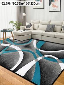 1pc Geometric Textured Pattern Rug, Black White Gray Printed Polyester Rectangular Easy Care Washable Area Carpet, Suitable For Living Room, Hallway, Bedside, Sitting Room, Bedroom, Office, Kitchen, Farmhouse Home Decor - Multicolor - View 5
