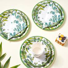 Vine Tree Pattern Disposable Tableware Set, 7/9 Inch Party Plates, Disposable Paper Plates, Cups, Napkins, Suitable For Festivals, Weddings, Engagements, Birthdays, Parties, Celebrations - Multicolor - View 4