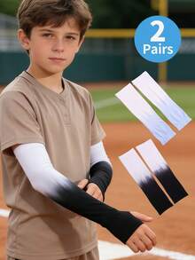 2 Pairs Kids' Ice Silk Gradient UV Protection Arm Sleeves, Suitable For Outdoor Sports And Cycling - 2Pairs - View 2