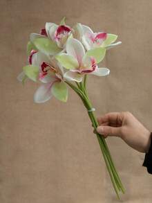 1束6头仿真蝴蝶兰花束，高端客厅装饰，仿真花艺，婚礼花束 - 彩色 - 查看 11