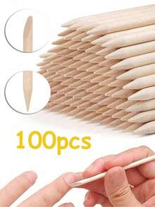 100/500/300/100/10pcs Orange Nail Sticks, Double-Sided Multifunctional Wooden Nail Pusher, Manicure & Pedicure Tool, Cuticle Remover Or Facial Waxing Stick - Ginger - View 10