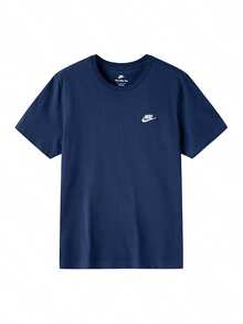 Camiseta casual para hombre Nike, nueva colección de verano 2026 con logo pequeño clásico, cuello redondo, manga corta, transpirable AR4999-410 - Azul Marino - Ver 1