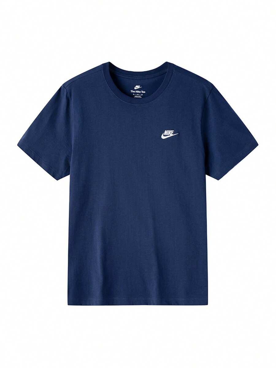Camiseta casual para hombre Nike, nueva colección de verano 2026 con logo pequeño clásico, cuello redondo, manga corta, transpirable AR4999-410 - Azul Marino - Ver 1