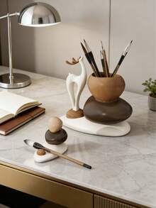 可爱领结笔筒，创意桌面笔筒，铅笔文具收纳盒，桌面配件收纳盒，教室收纳工具，返校用品，家庭办公室桌面装饰，多功能笔筒支架 - 彩色 - 查看 11