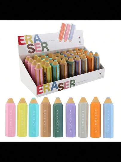1 stuk/9 stuks/36 stuks Creatieve zeshoekige potloodvormige regenbooggummen, zachte tekengummen in grijs/geel/paars/cyaan/blauw/bruin/roze/oranje/groen, hartpatroon, maakt schoon zonder resten achter te laten, flexibel en handig, compact en draagbaar, geschikt voor studenten en kantoorpersoneel, ideaal voor school/huiswerk/kantoor, perfect cadeau voor vriendinnen/vrienden/klasgenoten, tekengummen, cadeauartikelen, schoolspullen, Halloweencadeaus
