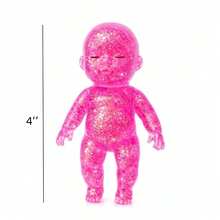 Glitter Babies Doll Squishies Stress Toy – 4" Soft Squeezable Fidget Toy, Cute Sparkly Sensory Decompression Doll For Adults, Portable Desk Decor & Anxiety Relief Gift - 粉色 - 查看 7