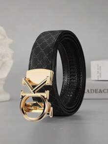 高级男士合金自动扣休闲商务腰带，中年人适用，不凸起 - 彩色 - 查看 15