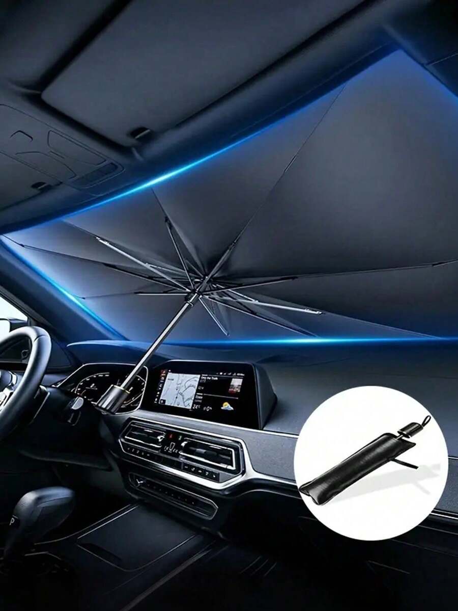 1 pieza Parasol tipo paraguas para parasol de automóvil, parasol para parabrisas, bloqueador de sol para aislamiento de calor en el automóvil - Multicolor - Ver 1