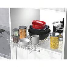 Simple Houseware - Organizador de cajones con estante deslizante extraíble para debajo del gabinete 13 pulgadas de ancho x 17 pulgadas de profundidad - plata - Ver 7