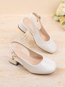 Hochzeitsparty Abendurlaub süß niedlich Blumenmädchen Mädchenschuhe geeignet für große mittlere kleine Mädchen Kinderschuhe Babyschuhe vielseitige kleine Schuhe Mädchenmode weißes formelles Kleid vier Jahreszeiten Feiertag High Heel dicker Absatz Schuhe formelles Kleid Mary Jane Prinzessinenschuhe geschlossene Zehenpartie französischer Stil Schuhe eleganter Riemen High Heel Schuhe Mädchenschuhe Sommer - Weiss - Übersicht 1