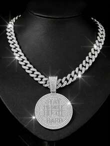 嘻哈项链] 1条闪亮水钻嘻哈链项链 | 男女皆宜的金色合金设计，配有刻有“保持谦逊”字样的吊坠 - 生日和情人节的完美礼物 - stay hard吊墜項鍊 - 查看 3