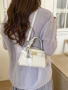 女士迷你时尚斜挎包，新款通勤时尚小方肩包 - 白色 - 查看 3