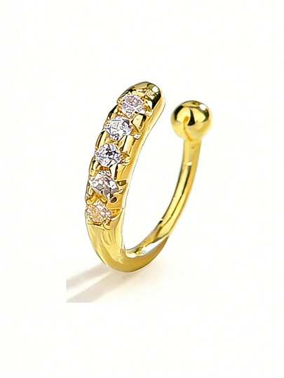 1 chiếc khuyên mũi hình chữ U mạ vàng sang trọng, đính đá giả kim cương, đa năng dành cho nữ, thích hợp đeo hàng ngày và đi du lịch, phù hợp cho mọi mùa.