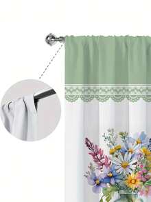 2 piezas Cortina de ventana de cocina con estampado de flores - Diseño de jarrón floral acuarela estilo granja, cortina sin ojales, apta para dormitorio, oficina, cocina, sala de estar, estudio, decoración del hogar - Multicolor - Ver 7