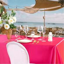 1pc Multi-Color Satin Tablecloth, Wedding Decoration Tablecloth, Party Decor Tablecloth - Hot Pink - View 3