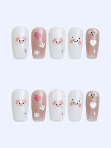 1 miếng dán móng tay dễ thương! Họa tiết hình heo và mèo dập nổi 3D, mềm mại và dịu nhẹ, dùng để tự dán móng/trên móng tự nhiên, mang đến vẻ ngọt ngào cho bé gái, dễ dàng cho người mới bắt đầu tạo kiểu móng tay nữ tính. - Nhiều màu - Xem 2