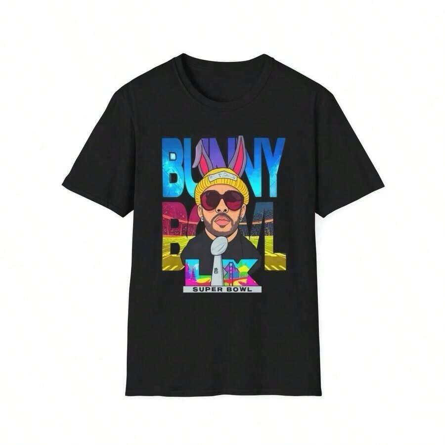 Bunny Bad Shirt, Bowl 2026 Halftime Show, Retro Concert Graphic Top ALLO - Black 2 - View 1