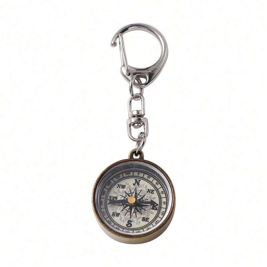 1pc Mini Compass Vintage Survival Zinc Alloy Pocket Compass With Key Ring Camping Compass Keychain Trekking Navigation Tools Thank You Gifts Teacher Accessories - Vàng - Xem 1