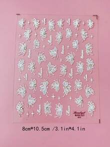 5D立体浮雕水钻美甲贴纸，美甲，DIY美甲装饰，美甲贴纸，采用白色莲花图案，镶嵌水钻元素，非常适合女生打造美甲造型。适合打造温柔精致、清爽酷炫、中式禅意等风格的美甲，完美适用于春、夏、秋、冬四季，适用于哑光、亮面指甲，长指甲、短指甲，鸭嘴型、尖头、法式等各种指甲形状，以及人造指甲。 - 彩色 - 查看 3