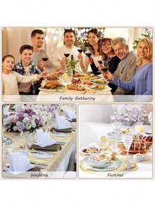 8pcs Set (4 Gold Hollow Rose PVC Placemats, 4 Gold Hollow Rose PVC Coasters), Washable, Easy To Clean, Wipe-Able, Non-Slip, Heat-Resistant, Suitable For Dining Table, Holiday, Wedding, Party Decor - Gold - View 6