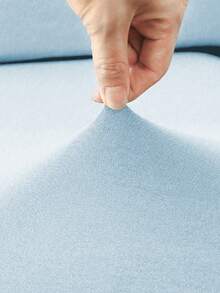 1pc Solid Color Milk Silk Elastic Sofa Seat Cushion Cover, High Elasticity Dust-Proof All Season Suitable For Garden Rattan Sofa Seat Cushion Protector - Baby Blue - View 8