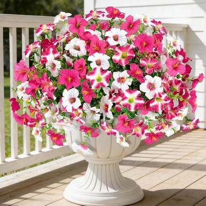 12 Stück simulierte Prunkwinden Blumen, UV-beständige künstliche Trompetenblumen, geeignet für Blumentöpfe, Haustüren, Veranden, Höfe, Terrassen, Fensterblumenkästen, Innen- und Außendekoration