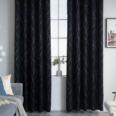 1件欧式简约箔印北欧风格窗帘，遮光透气，适用于客厅、阳台、隔断，四季皆宜。