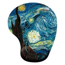 1 pieza Alfombrilla de ratón 2 en 1 con patrón de rosa vintage y reposamuñecas, de silicona y espuma viscoelástica, diseño antideslizante y resistente al desgaste, alivia la fatiga de la mano, flor de Van Gogh, accesorio de escritorio estético, perfecto para oficina, hogar, juegos, estudio y uso diario. - Multicolor - Ver 11