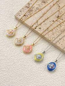 情侣款心形吊坠项链，带照片插槽 - 橢圓開合相框吊墜項鍊 - 查看 1