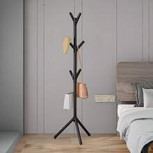 1pc Nordic Minimalist Single-Rod Freestanding Coat Rack, 360° Rotating Hooks, Plastic Material, Suitable For Hanging Clothes, Hats, Bags, Towels In Bedroom, Entryway - Multicolor - View 9