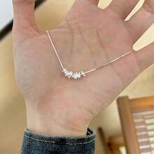 1 chiếc vòng cổ mạ đồng bạc tối giản thời trang, có thể điều chỉnh kích thước, kiểu dáng choker, thích hợp đeo hàng ngày, làm quà tặng. - Bạc - Xem 4