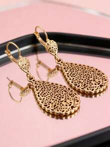 1 Đôi bông tai tua rua hình giọt nước rỗng mạ vàng kiểu Baroque sang trọng, thích hợp cho đám cưới, tiệc tùng, lễ hội của phụ nữ. - Nhiều màu - Xem 6