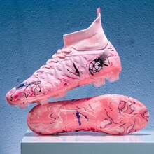 Giày bóng đá nam chính hãng, giày bóng đá chuyên nghiệp TF/FG cho bé trai, giày bóng đá trong nhà trên sân cỏ, giày bóng đá chống trượt cho bé gái và bé trai. - Hồng - Xem 2