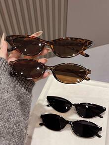 4 Pairs New Retro Cat Eye Glasses Sets, Multi-Color Fashion Versatile Glasses Combo, Suitable For Travel, Beach, Bar, Daily Wear - 4-piece Black Leopard Print Tea Set - View 5