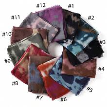 1pc New Linen Gradient Blue Scarf, Vintage Versatile Printed Long Pleated Scarf For Women, Autumn/Winter - Multicolor - View 2