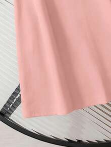 1pc Girls' Ruffle Sleeve Dress, Featuring "NOVA BEAT" Korean Style Graphic Print, Soft & Comfortable Fabric, Suitable For Daily Wear, Casual Outings, And Spring/Summer Gatherings - Pink - View 5