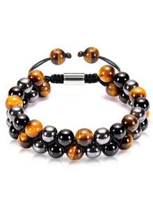 1条8毫米三重防护手链，黑曜石、虎眼石、赤铁矿疗愈水晶手链，珠宝礼品 - 三重保護 - 查看 2