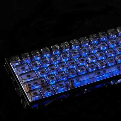 130+ Black Side-Etched Carbon Fiber Texture Keycaps, Cherry Profile, Side-Lit, Compatible With Wooting Magnetic Switches And Mechanical Keyboards, Keycap Set, Gaming Keycaps, PBT Keycaps, Custom Keycaps, Replacement Keycaps, Backlit Keycaps, Cute Keycaps, Keyboard Accessories