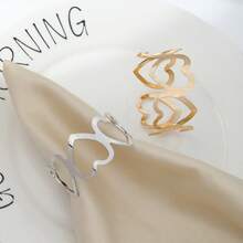 6/10pcs Elegant Minimalist Hollow Metal Heart Shaped Napkin Rings, Suitable For Wedding Decor, Holiday Gatherings, Mother's Day Gifts, And Tabletop Decoration - Multicolor - View 3