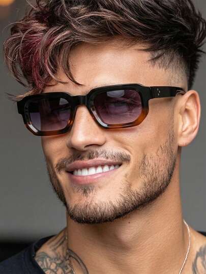 1副男士小方款复古简约撞色时尚眼镜