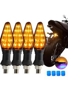 4 Piezas Luces Direccionales Led Para Motocicleta Doble Función - A - Ver 1