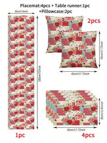 1pc Floral & Plant Pattern Table Runner, Available In Multiple Sizes, Suitable For Home Dining, Kitchen Decor, Home Decor, Outdoor Party And Restaurant Decoration, Linen Texture Appearance - Multicolor - View 16