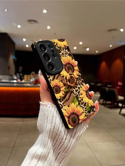 1 ốp lưng bảo vệ TPU mềm họa tiết hoa hướng dương tối giản, phù hợp với Galaxy S25 Plus/Galaxy S25 Ultra/Galaxy Note20/Galaxy A52 5G/Galaxy S23 Ultra/Galaxy S22/ 13C 4G/Galaxy A35/Galaxy,SAM/Honor/Note13pro/S23 Ultra/S24 Ultra/S25/A56